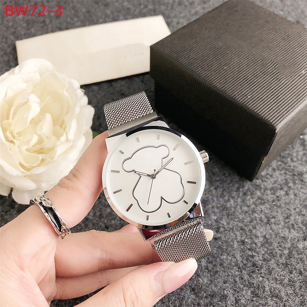Hot Sale Fashion Women Men Silver Rose Black Gold Stainless Steel Bear Zircon Electronic Watch Chain Wire Pulsera Span Jewelry