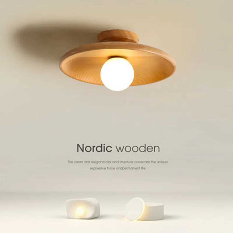 Solid Wood Series Tri - Color Ceiling Light - 28CM Diameter 15CM Thick - Ideal for Balcony Corridor Entryway XJ2500613