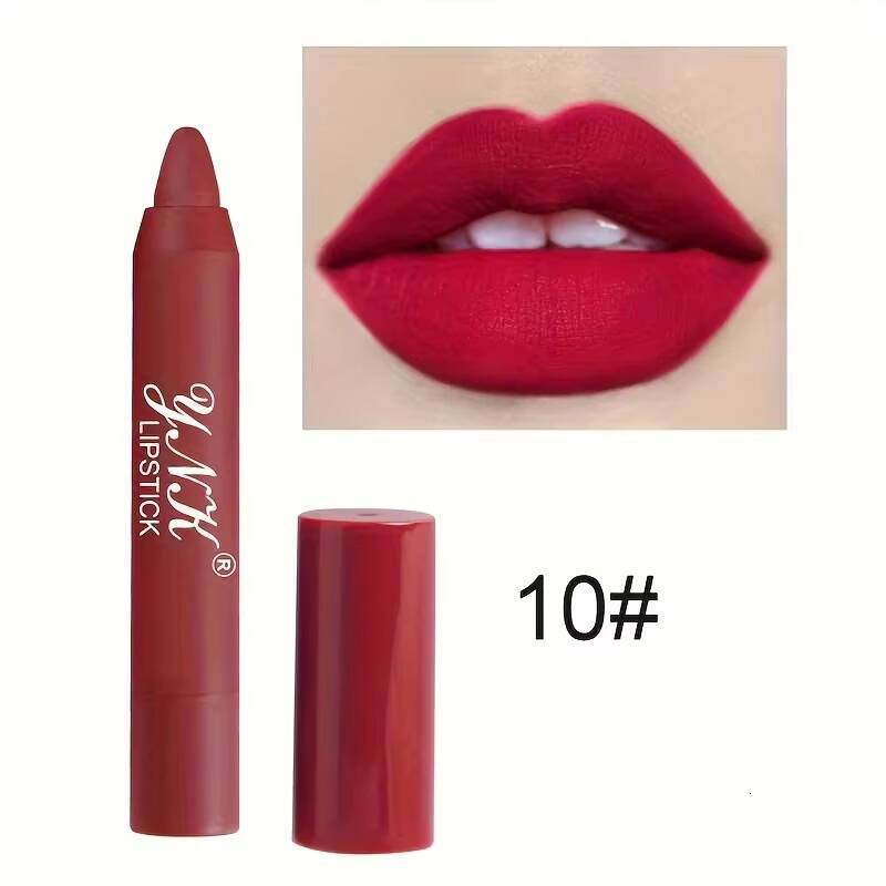 Matte Lipsticks Pencil Waterproof Long Lasting Sexy Red Stick Non-Stick Cup Makeup Lip Tint Pen Cosmetic happy