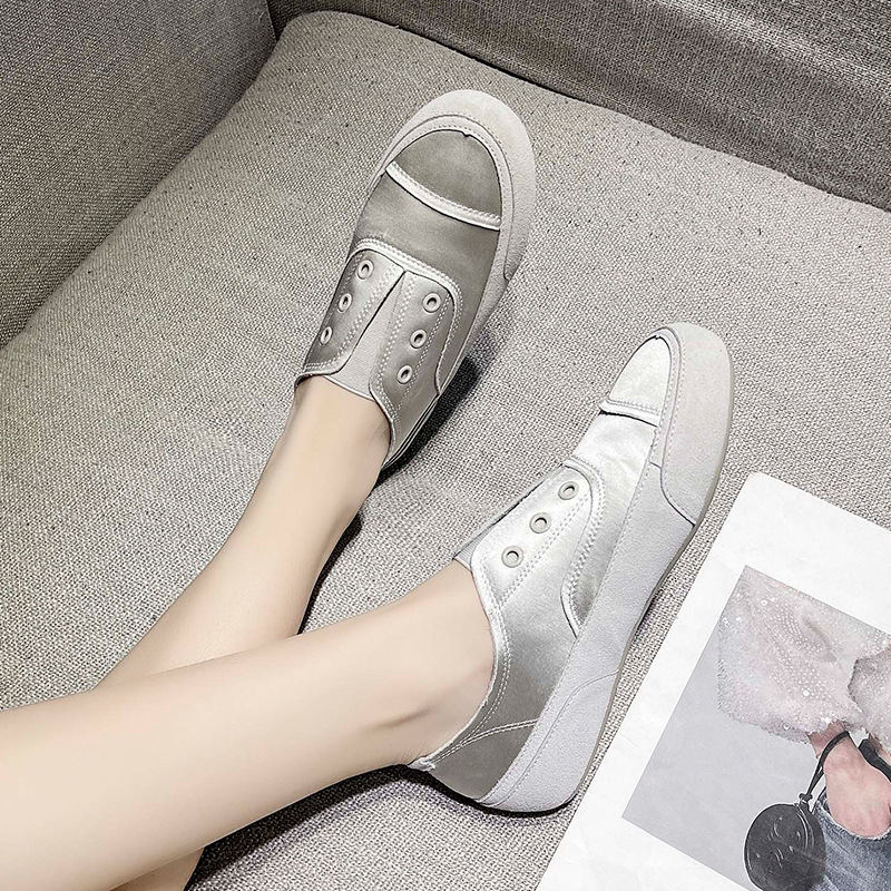 Ddmyoutdoor Women S Spring New Single Korean Style Casual Flat Comfortable Satin Slip On Lazy Shoes Outdoor Shoes