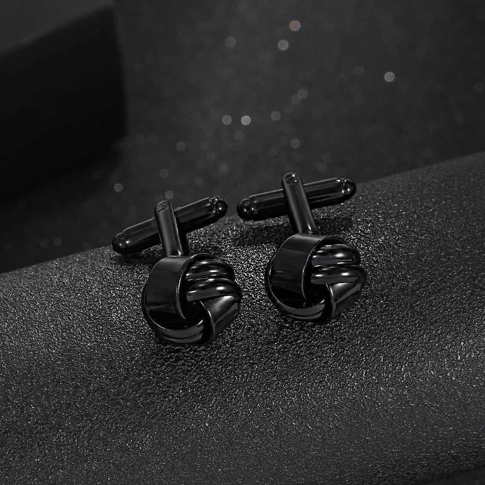 Mens Knot Cufflinks Gun Black Gold Silver Plated Cufflinks For Shirt Suit Tuxedo Blouse Accessories Jewelry XJ250614