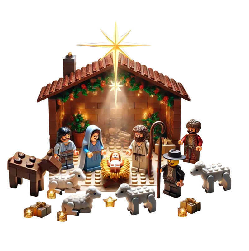 Easter Nativity Scene Building Ornament Easter Nativity Scene Block Craft Ornament Nativity Block Party Favor Gifts Decorations L250610