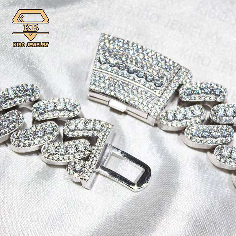 Hip Hop Mens Pure Sier VVS Iced Miami 22Mm Large Cuban Chain Moissanite Necklace Jewelry