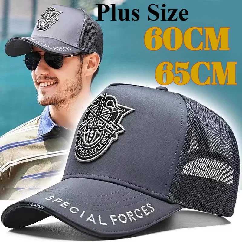 New Plus Size Mesh Baseball Caps Adult Summer Big Head Size Sun Hats Men Women Cool Hip Hop Punk Rock Truck Caps 56-60cm 60-65cm W250614