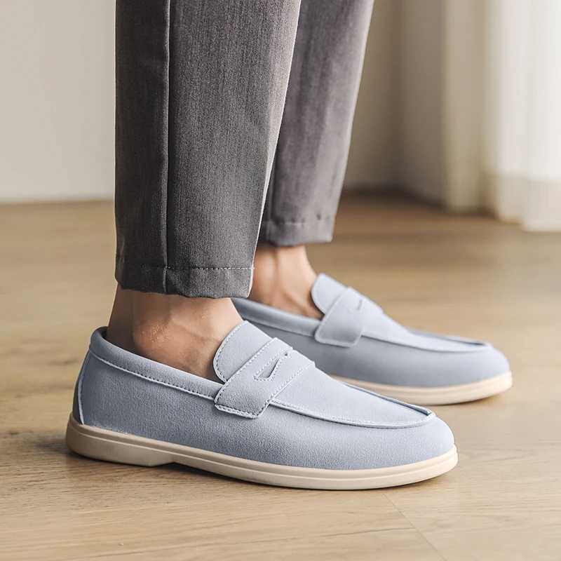 Summer Blue Mens Loafers Comfortable Suede Leather Casual Shoes Men Lightweight Slip Shoes Man Zapatos De Hombre XJ250614