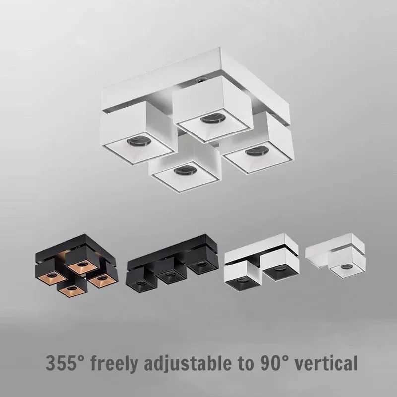 Square LED spotlights 355 adjustable 1-4 heads ceiling lights anti-glare living room hotel office and business lighting 10WXJ2500613