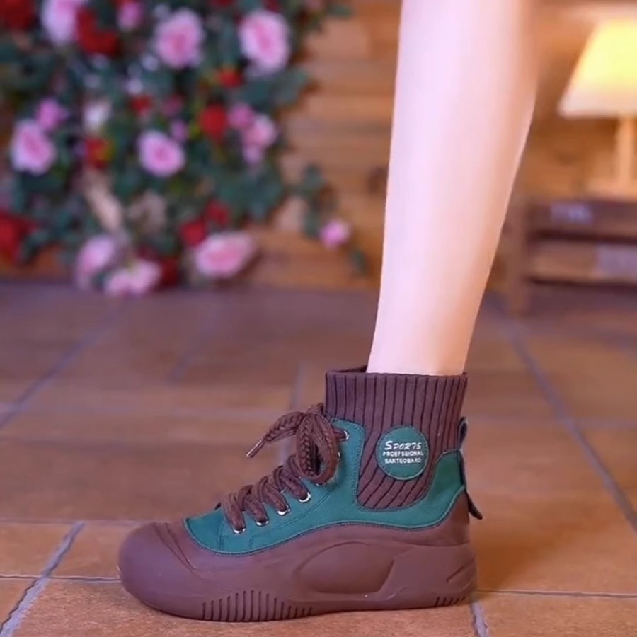 Ddmysports Autumn Genuine Leather British Style Mid Top Casual For Women Ugly Cute Big Head Fashion Breathable Short Boots S Shoes Trend Outdoor Shoes