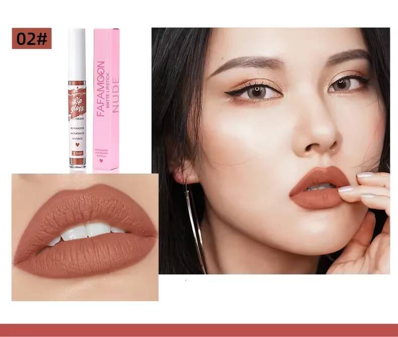 12 Color Sexy Long Lasting Velvet Matte Liquid Lipstick Makeup Women Beauty Red Nonstick Cup Waterproof Lip Gloss happy