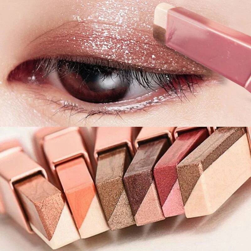 Professional 2 In 1 Double Color Gradient Veet Eye Shadow Stick Lazy Makeup Waterproof Lasting Shimmer Metallic Eyeshadow