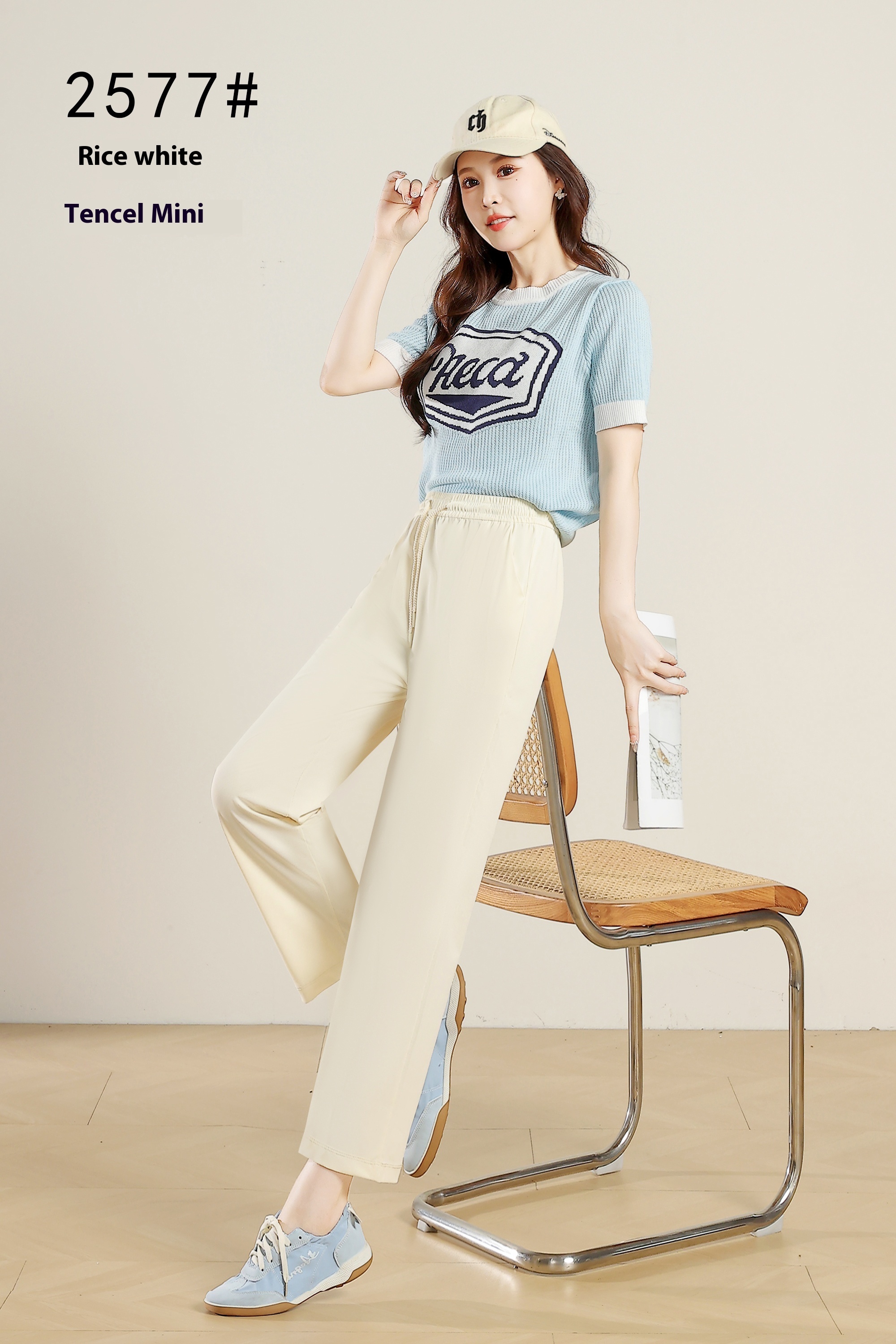 Tencel mini plaid wide-leg trousers Draped comfort Casual versatile soft drape Slouchy vibe