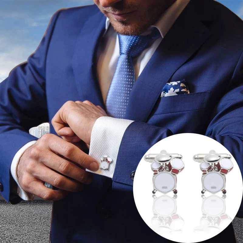 Fashion Music Drum Cufflinks for Men New Trendy 3D Red White Drum CUFFLINKS French Shirt Party Wedding Jewelry Boyfriends Gifts XJ250614