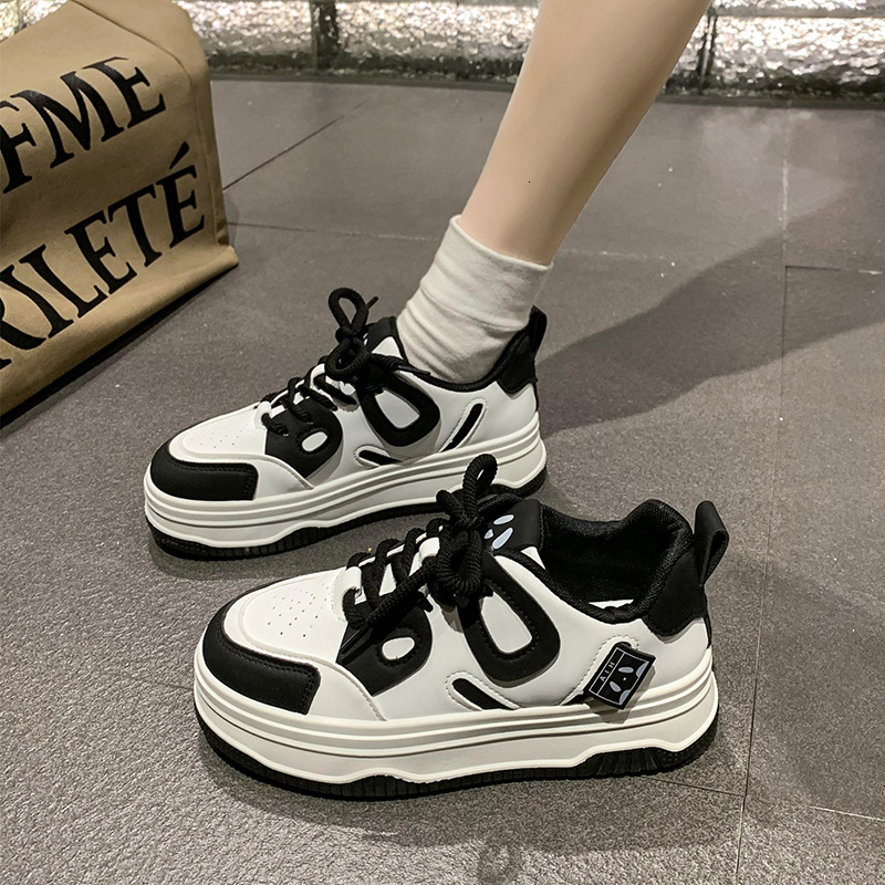 Ddmysports Milad Style Sneakers Super Popular Black And White Panda Spring New Niche Versatile Thick Soled Board Shoes For Women Outdoor Shoes