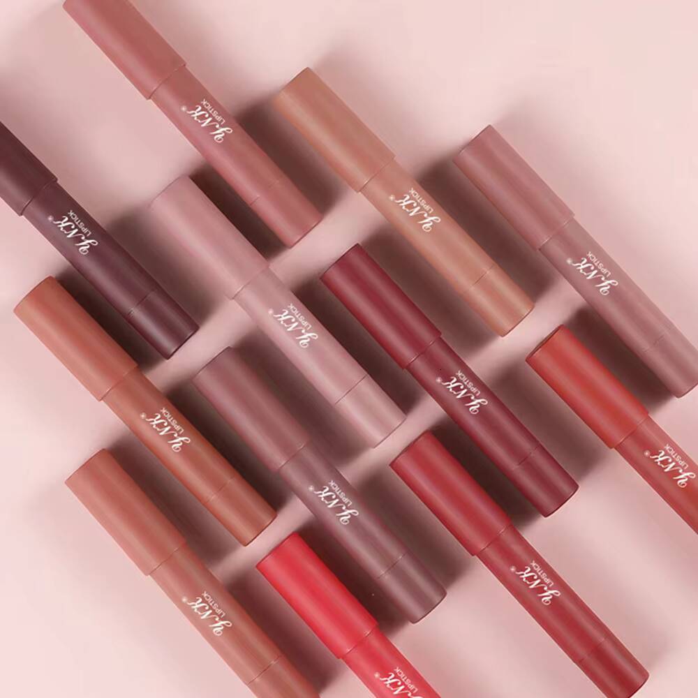 Matte Lipsticks Pencil Waterproof Long Lasting Sexy Red Stick Non-Stick Cup Makeup Lip Tint Pen Cosmetic happy