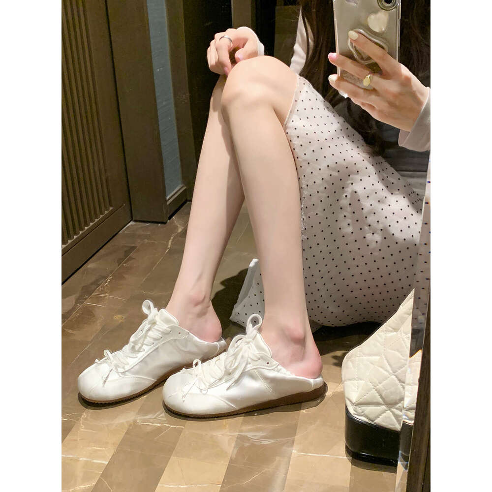Grape Mom Studiolee Ballet Style Sweet Girl Round Toe Satin Sneakers with Bow Casual German Training Shoes for Women