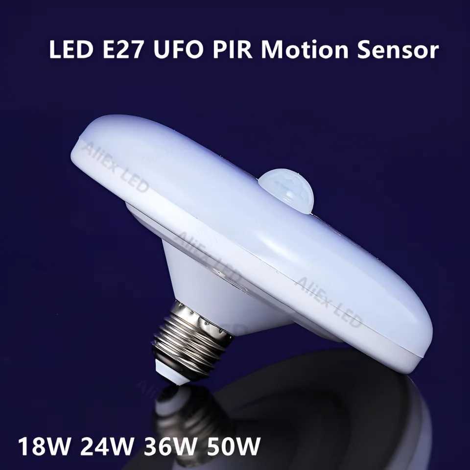 LED E27 UFO PIR Motion Sensor Ceiling Lights PIR Night Light Sensor Wall Lamps AC220V 18W 24W 36W 50W 60W for Home Stairs Hallway XJ2500613