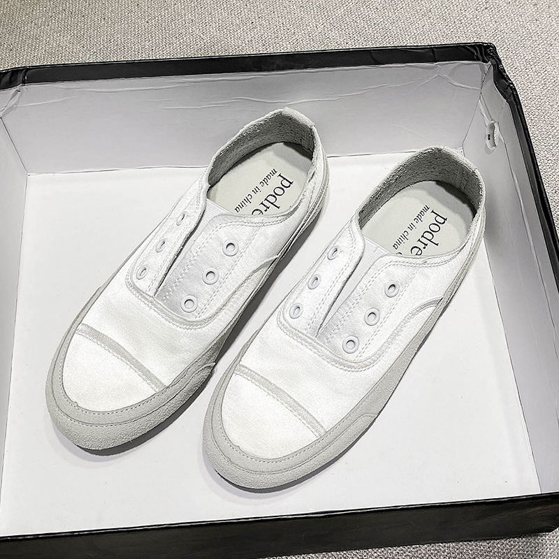 Ddmyoutdoor Women S Spring New Single Korean Style Casual Flat Comfortable Satin Slip On Lazy Shoes Outdoor Shoes