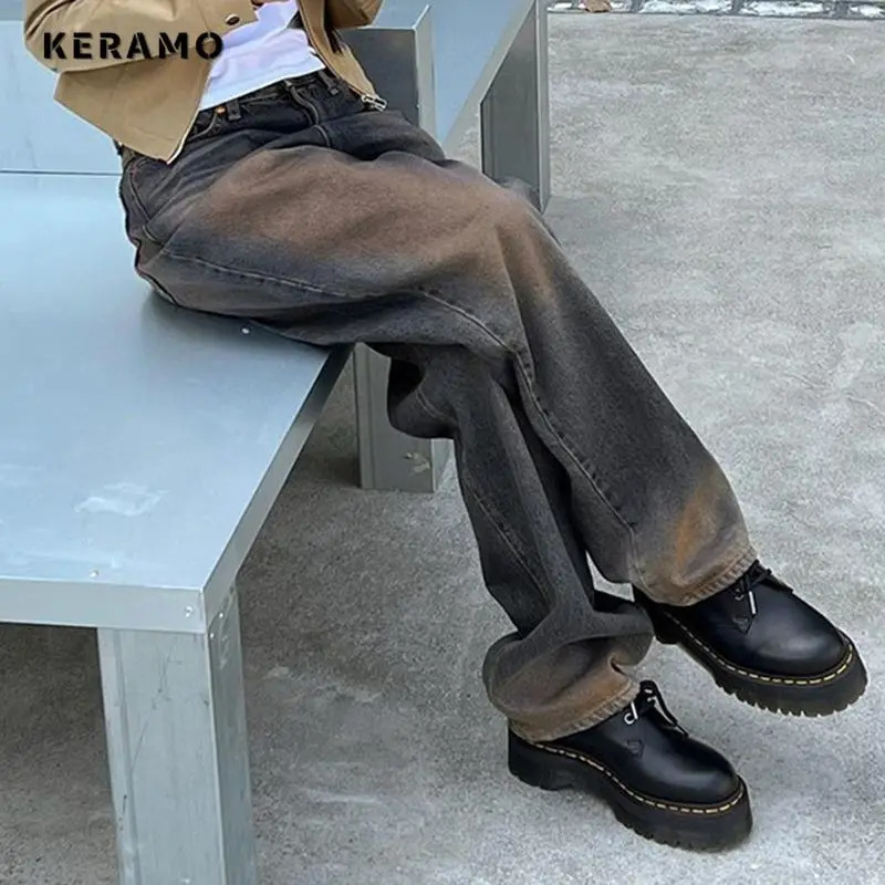 Aesthetic Street Style Harajuku Jeans Womens Casual Mop Full Length Pants Summer Vintage Y2K Punk Baggy Denim Trouser 250612