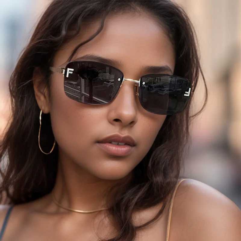 Unisex trendy box sunglasses cross-border new frameless metal sunglasses Z250614