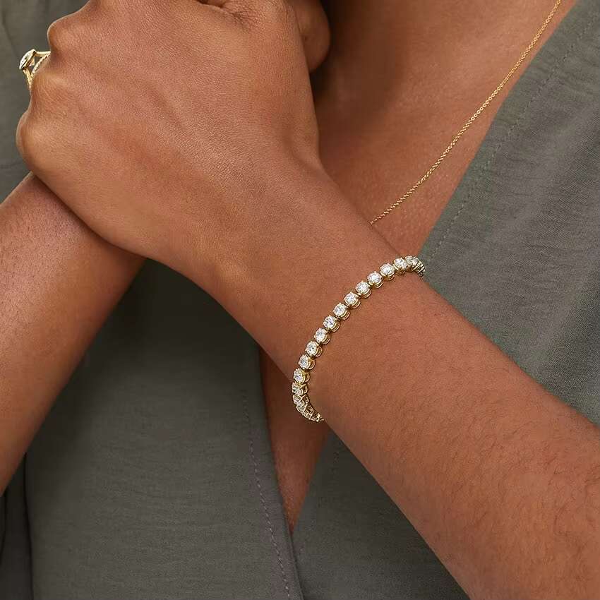 Lab-Diamond-Tennis-Bracelet Black Natural Clover Cuban Women Vvs Men Grown Moissanite Lab Tennis Real Diamond Gold Bracelet