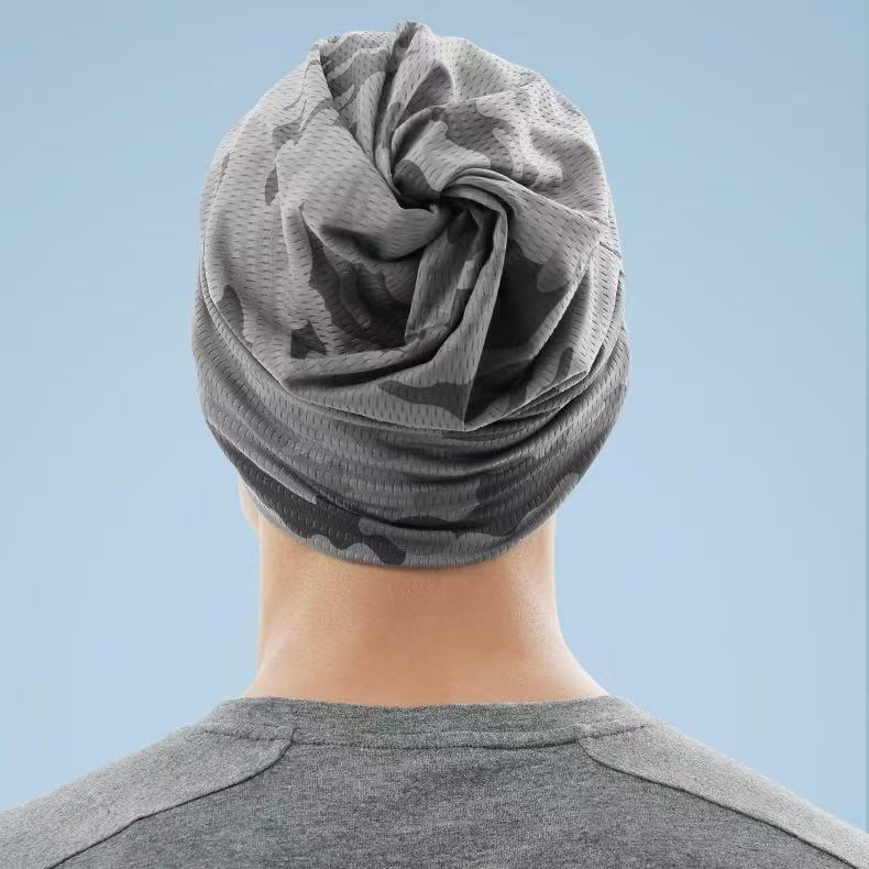 Men Cooling Ice Silk Sun Protection Skull Cap Breathable Quick Dry Stretchy Headband for Cycling Outdoor Sports & Summer Workout