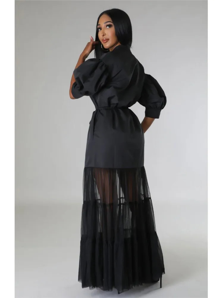 Fashionable White Lace Shirt Short Sleeve Dresses For WomenS Summer Elegant Laceup Pocket Long Dress Female 250611