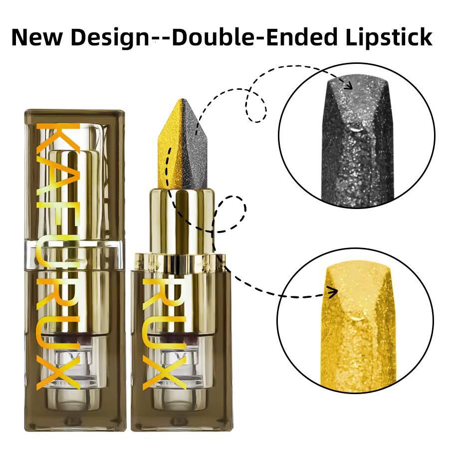 1pc Two-tone Color Glitter Non-stick Cup Matte Black&yellow Lip Makeup Diamond Lipstick or for Eye Shadow Gifts happy