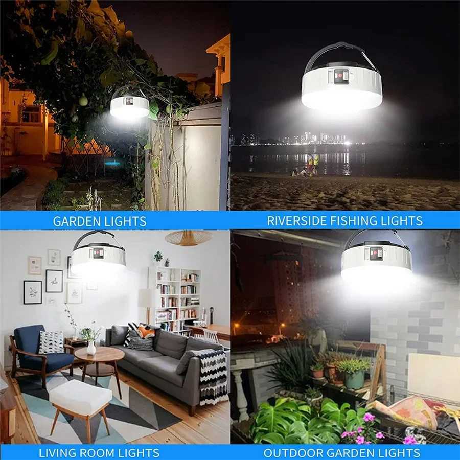 Remote Control Charge 100W LED Tent Lamp Waterproof Portable Lanterns Emergency Night Market Lights Outdoor Solar Camping Lights W250613
