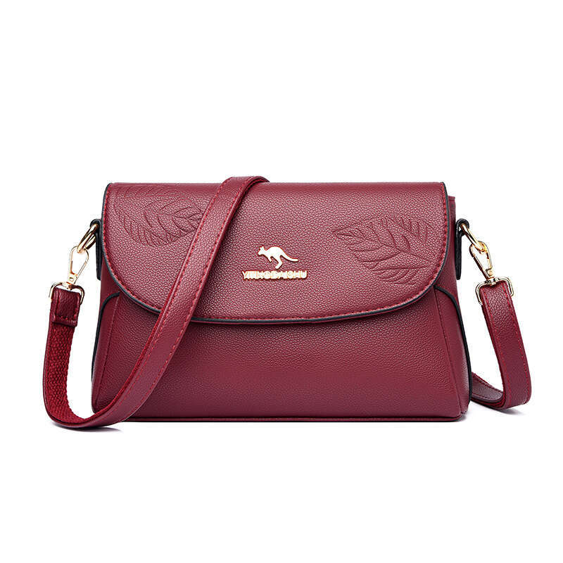 Women's New Soft Leather Embossed Shoulder Middle-aged Women Crossbody Bag Gift for Mom