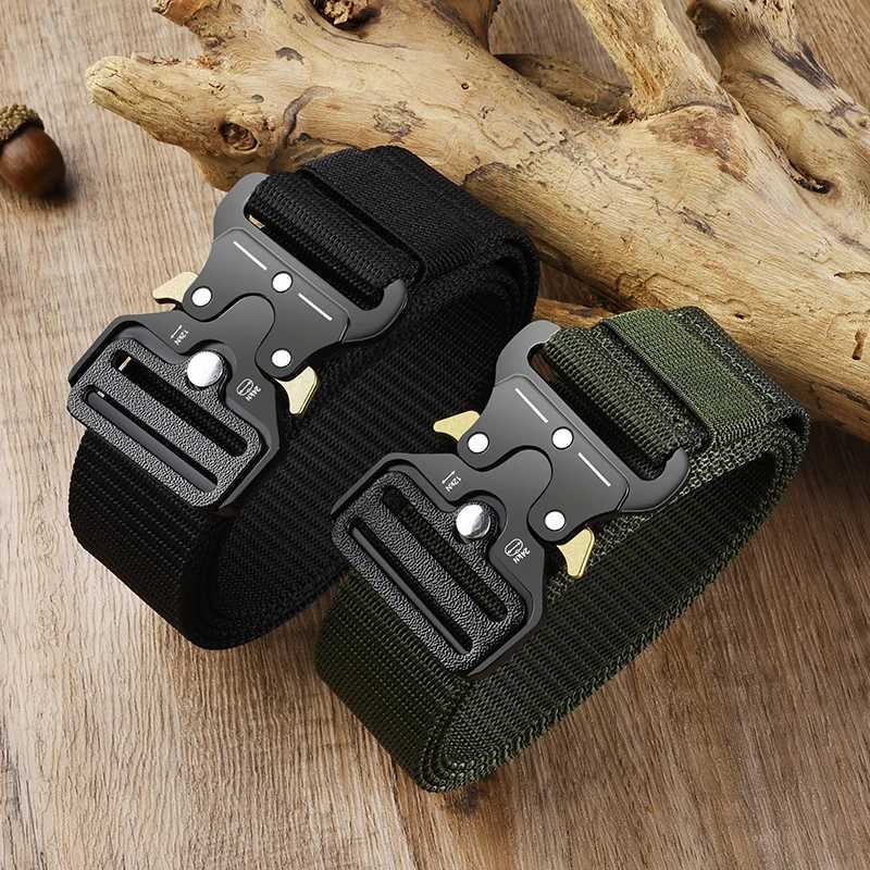 Mens Belt Outdoor Hunting Tactical Mens Belt Multifunctional Combat Survival High Quality Canvas Nylon Mens Belt Sports Belt X250614