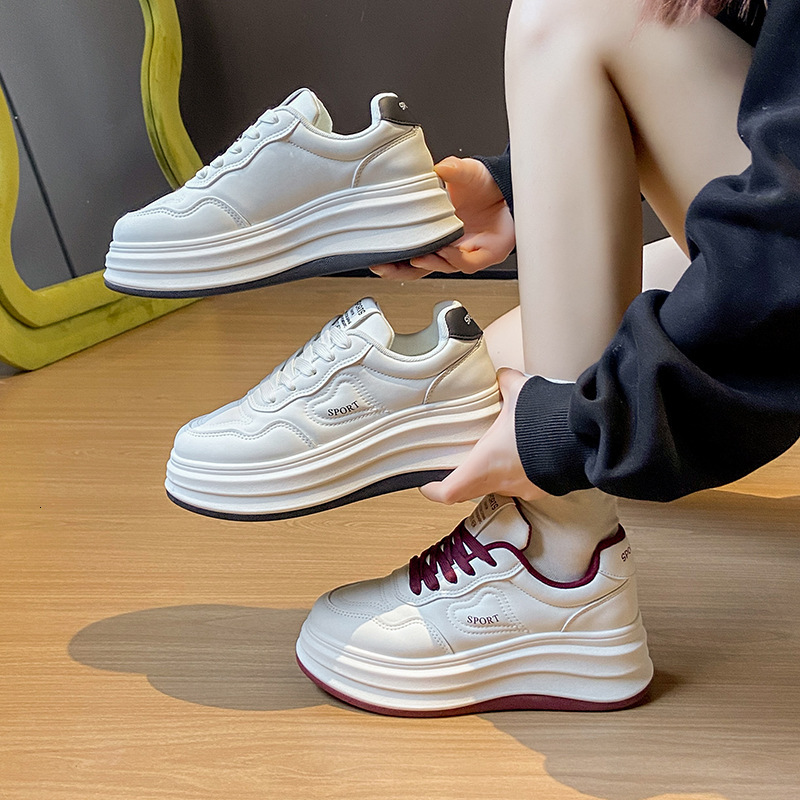 Ddmysports Ins White Sneakers New For Women Spring Student Sports Running Casual Shoes Thick Soled Height Increasing Hb Outdoor Shoes