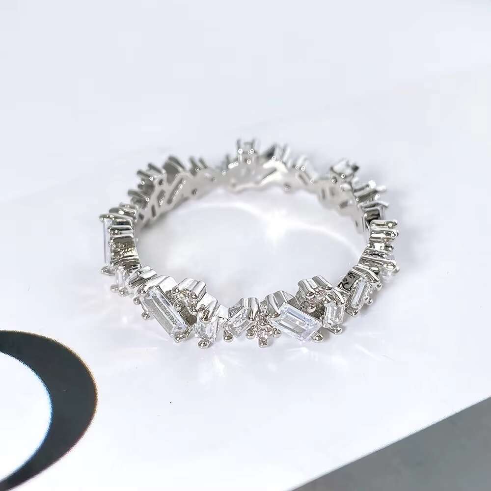 FOXI Solid Sterling Silver 925 Baguette Cut VVS D Color Moissanite Diamond Past Tester Wedding Band Engagement Rings Jewelry