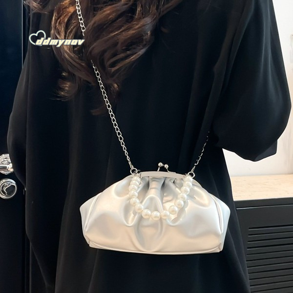 5.1 Bestselling Pearl Handbag Women's 2025 New Niche Pleated Chain Crossbody Bag Compact Quality ddmynov