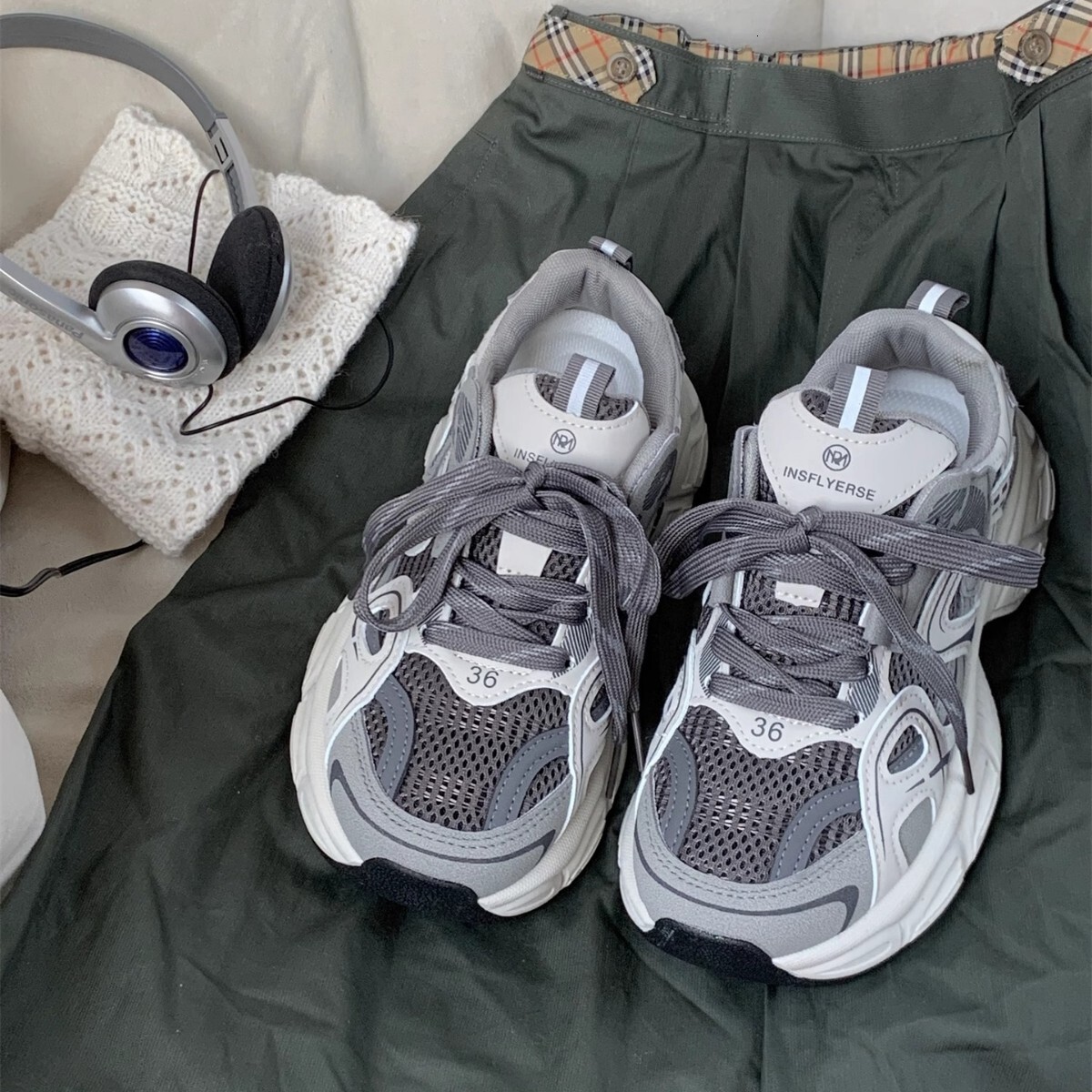 Ddmysports Spring Casual Thick Soled Sneakers For Women New Height Increasing Versatile Dad Breathable Mesh Running Shoes Outdoor Shoes