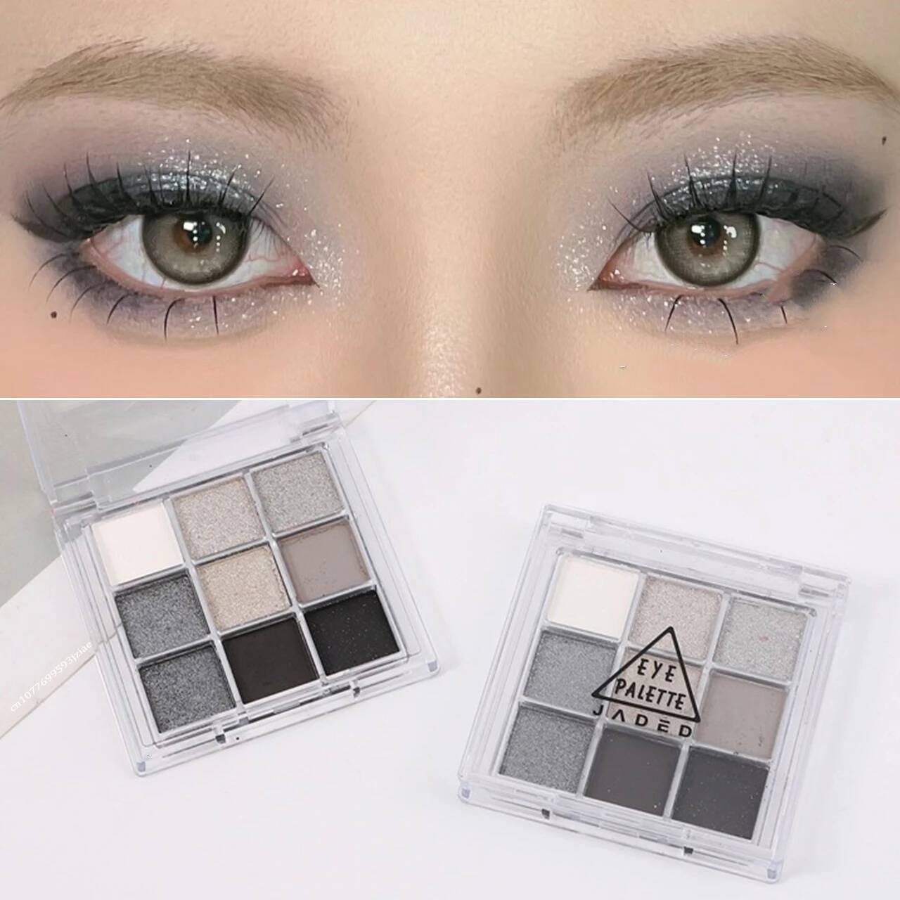 Cement Ash Smoky Eyeshadow Palette Dark Punk Black Metal Pearl 9 Color Eye Shadow Tray White Sier Bright Silkworm Shiny Makeup