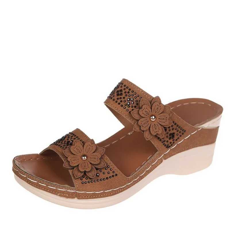 2024 Summer Women Wedge Sandals Premium Orthopedic Open Toe Sandals Vintage Anti-slip Leather Casual Female Platform Shoes Z250614