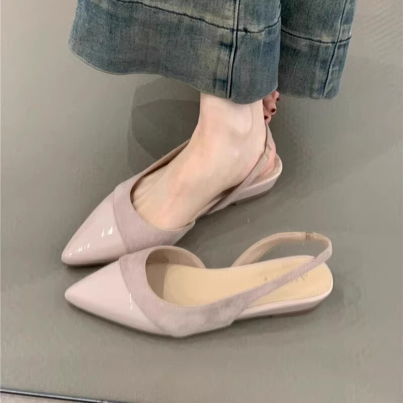 Ddmyoutdoor French Versatile Mules For Women Spring Summer New Elegant Pointed Toe Sandals Commuter Gentle Style Flat Shoes Outdoor Shoes