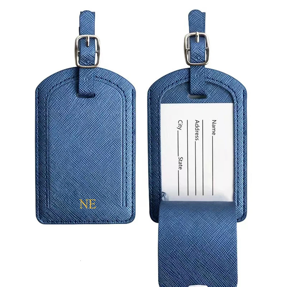 Custom Letters Saffiao PU Leather Luggage Tag Wholesale Personalize Initial Travel Accessories Women Men Suitcase Name Card Tag 250614