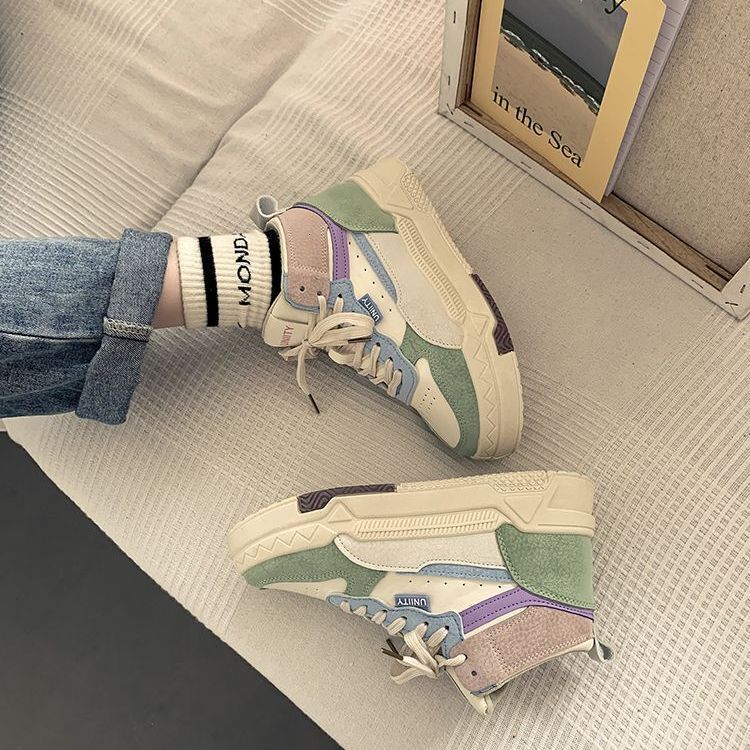 Ddmysports Niche Ulzzang High Top White Sneakers For Women Spring And Autumn Sports Versatile Ins Trend Thick Soled S Shoes Outdoor Shoes