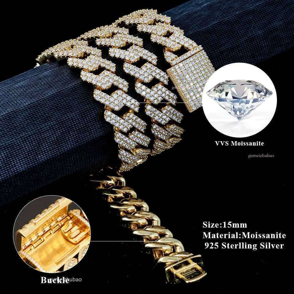 moissanite chain Cuban Link Chain Custom Pendant Necklaces Pass Test Vvs Moissanite Dia Hip Hop Necklace Men Jewelry