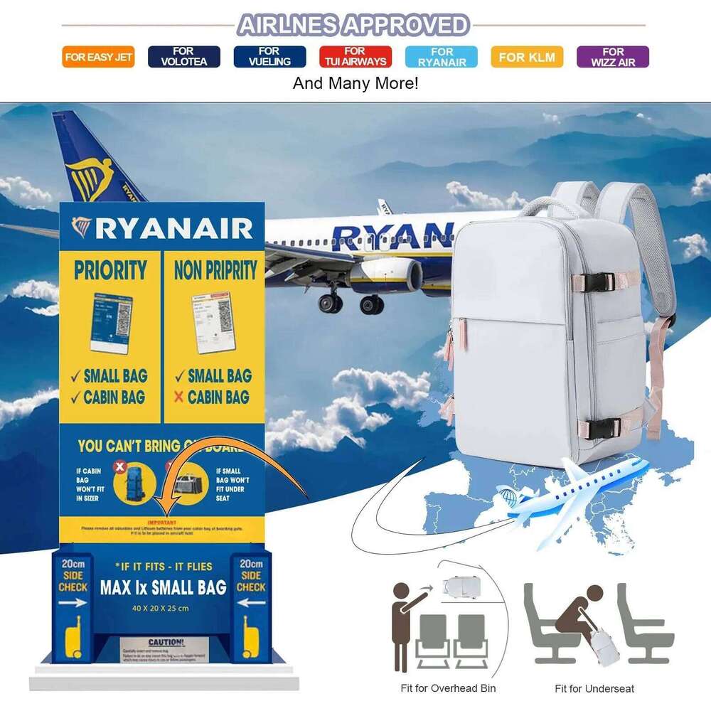 Likros Cabin Ryanair 40X20x25 Easyjet 45X36x20 Backpack For Women, Laptop Travel Backpacks Airline Approved Hand Lage Bag