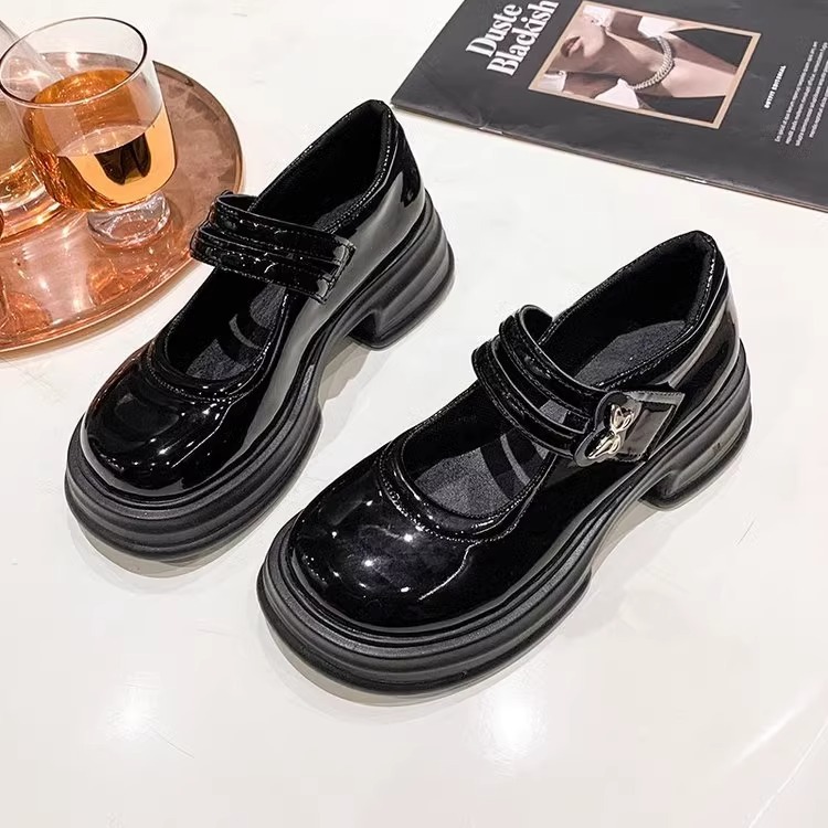 Ddmysports White Pearl Small Leather For Women Summer Shallow Mouth Versatile College Style Thick Sole Round Toe Mary Jane Shoes Outdoor Shoes