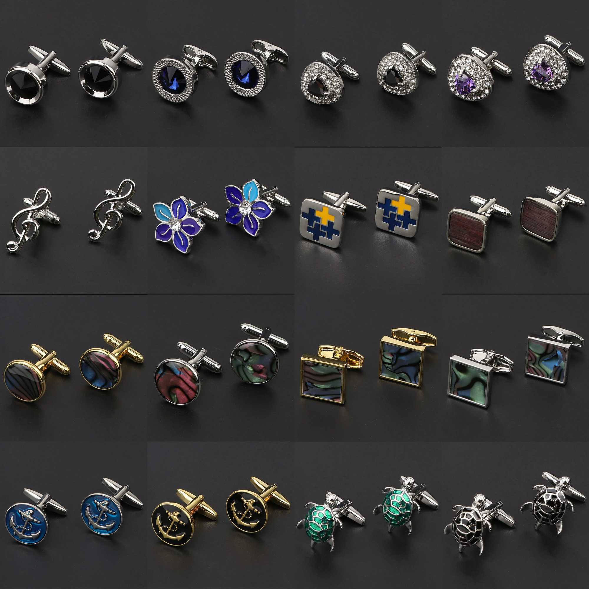 Luxury Mens Shirt Suit Cufflinks High Quality Classic Round Square Turtle Flower Anchor Cuff Button Wedding Party Gift Accessory XJ250614