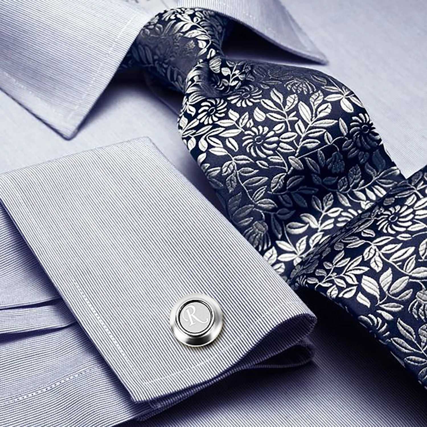 Hawson Classic Metal Mens Cufflinks with Initial A-Z Classic 26 Letters Cuff Links for Men Business Wedding Shirts XJ250614