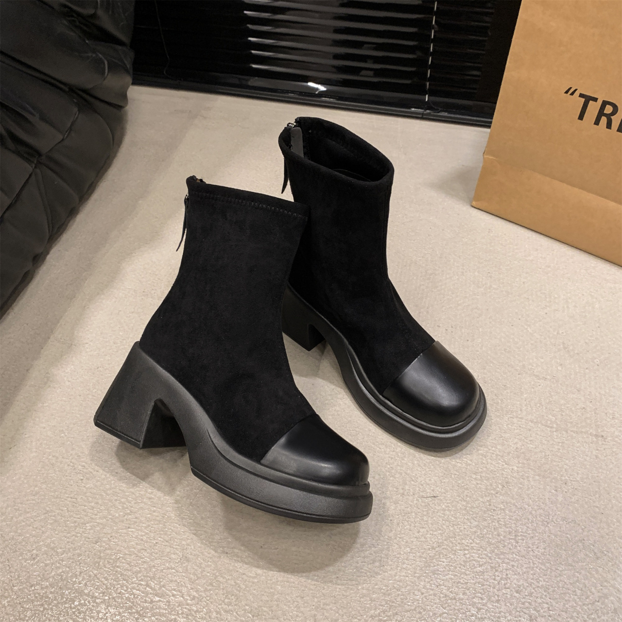 Ddmysports Autumn Winter New Fashion Martin Short Height Increasing Slimming Boots Outdoor Shoes