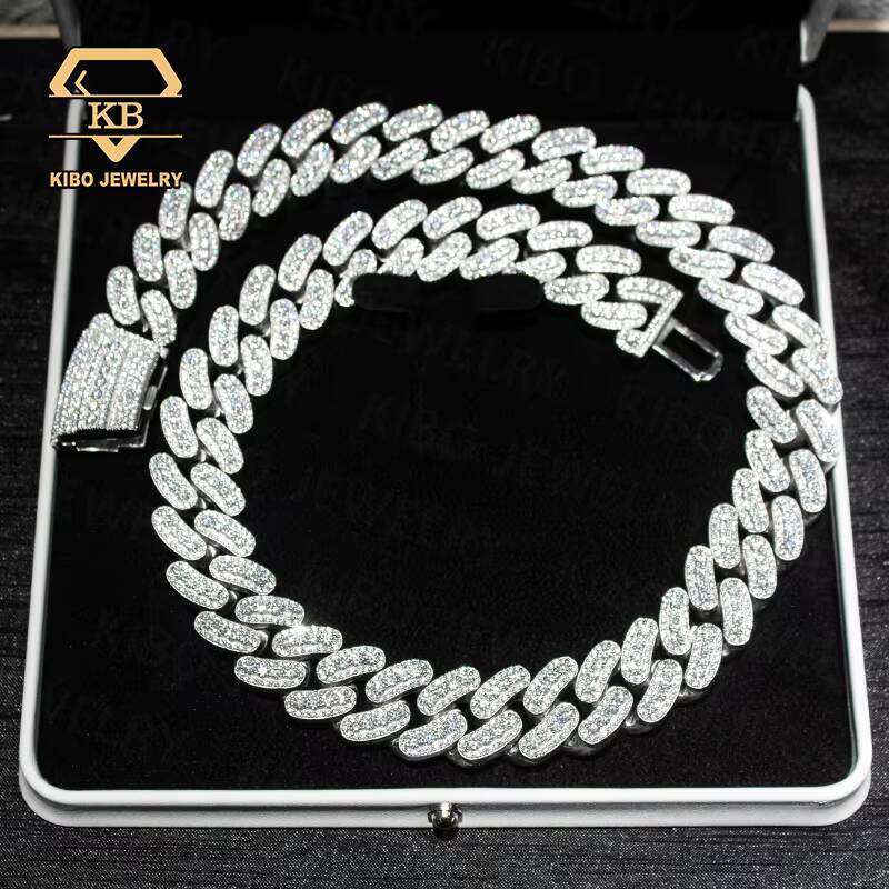 Hip Hop Mens Pure Sier VVS Iced Miami 22Mm Large Cuban Chain Moissanite Necklace Jewelry