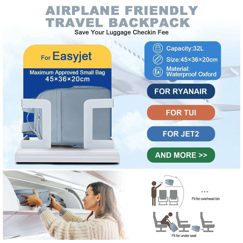 Hand Lage Backpack For Easyjet 45X36x20 Lightweight Aeroplane Carry-Ons Backpack, Large Capacity Laptop Travel Bag