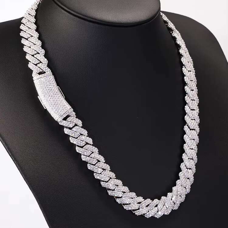 Custom 10mm 12mm 14mm 2rows Cuban Link Chain S925 Silver Vvs Moissanite Passed Diamond test GRA Certificate Hip Hop Necklace