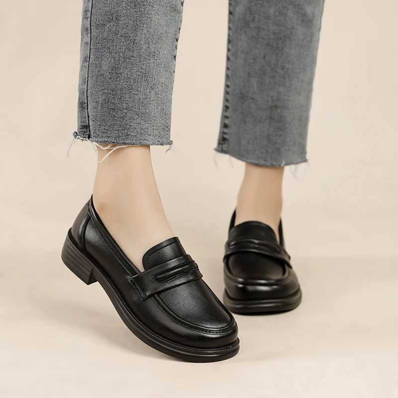 Womens Casual Loafers Slip Leather Shoes Lightweight Walking Shoes Classic Penny Loafer Flats Boat Shoes XJ250614