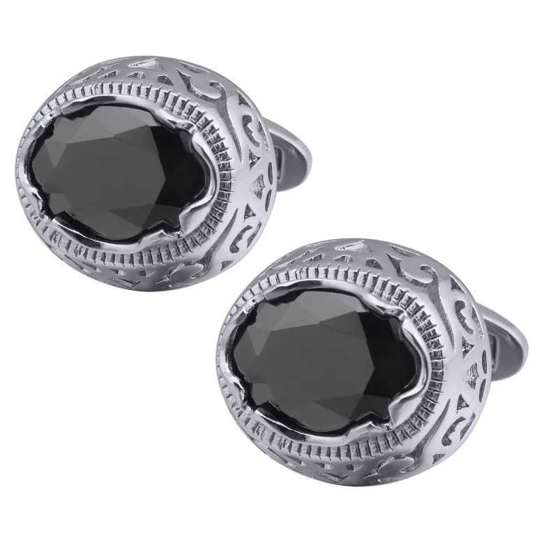 Mens High-end Hollowed Out Zircon Cufflinks Oval Pigeon Egg Gemstone French Sleeve Nail Accessories Casual Business Gifts XJ250614