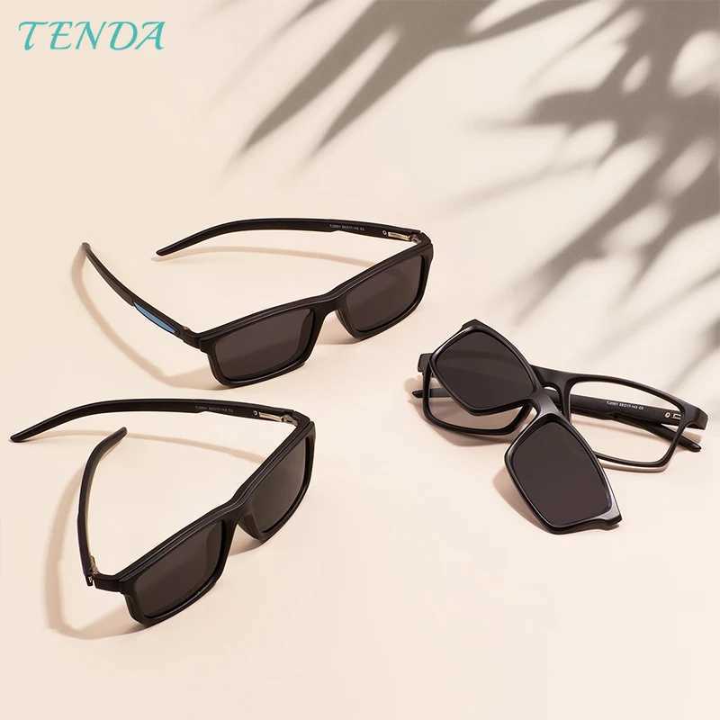 TR90 Men Women Rectangle Full Rim Spectacle With Spring Hinge Magnetic Clip-On Polarized Sunglasses For Prescription Lenses Z250614